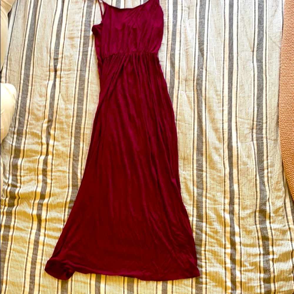 Maxi stretchy cotton maroon dress